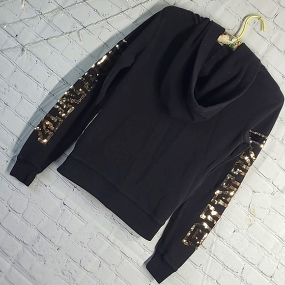 2014 RARE Victoria's Secret PINK Palm Tree Sequin Logo Spellout Hoodie Size XS - Picture 12 of 17